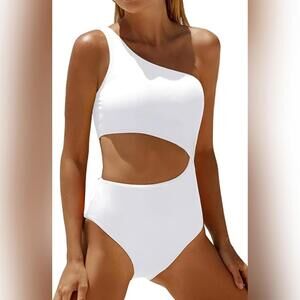 NWT Yonique One Piece One Shoulder Cutout Tummy Control Swimsuit, Medium (8-10)